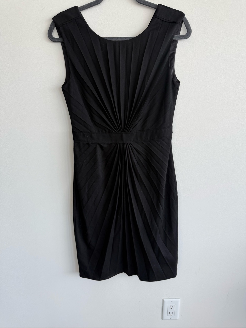 Ted Baker Black Pleated Midi Sheath Dress